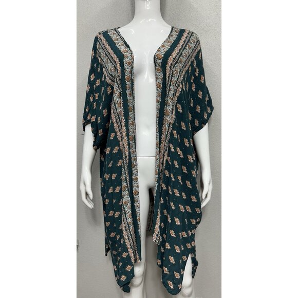 Angie Womens Floral Kimono Size Small Open Front Cover Up Boho Layering Beachy - Picture 1 of 9